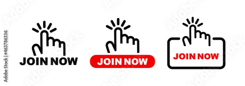 join now sign on white background	 photo