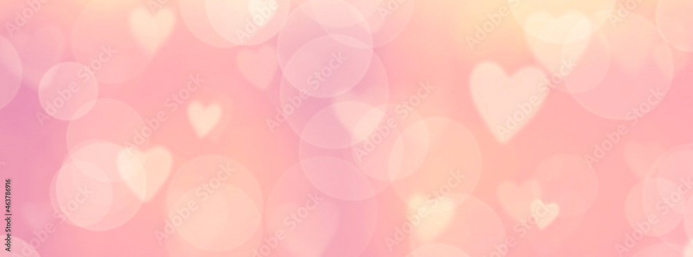 abstract pink hearts bokeh background