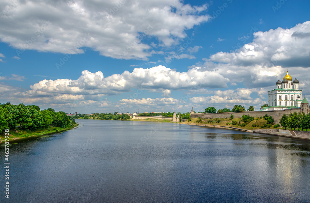 View of the Velikaya River and the Pskov Kremlin, Pskov, Russia