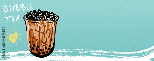 Bubble milk tea, Pearl milk tea , Different sorts of Boba. Yummy drinks. Ads with delicious tapioca.  Restaurant cafe menu, template design. Food flyer. Chalk board, retro menu restaurant poster. 