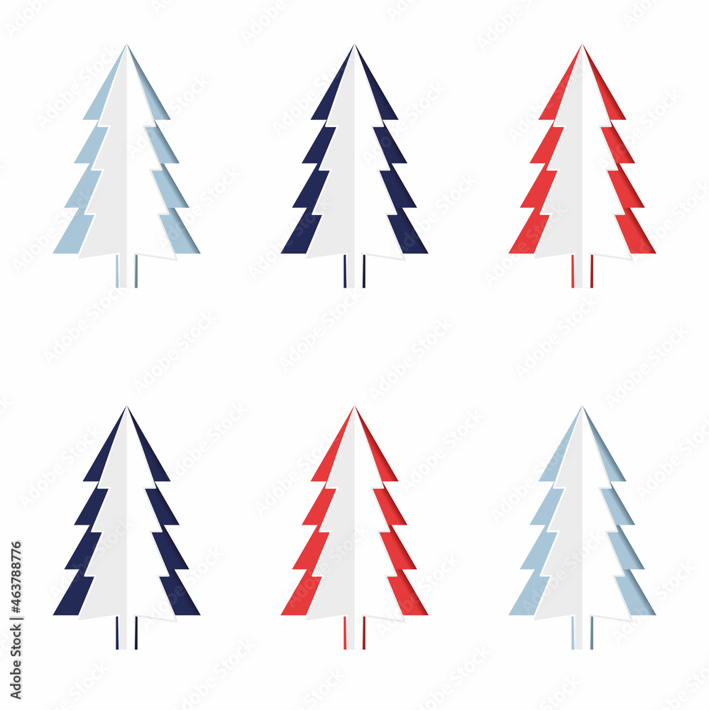 Paper cut out fir tree, Christmas tree. Illustration,. White background. Vector. Paper cut out fir tree, Christmas tree. Illustration,. White background. Vector.