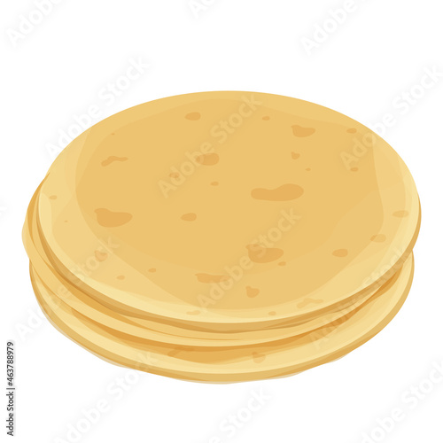 Pita bread, tortilla detailed and colorful isolated on white background. Ingredient for Mexican food, cuisine. Delicious snack, design element for menu, advertising. 