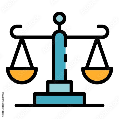 Court justice balance icon. Outline court justice balance vector icon color flat isolated