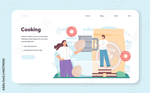 Confectioner web banner or landing page. Professional pastry chef