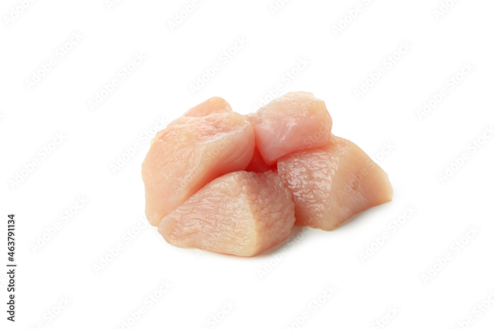 Raw chicken fillet slices isolated on white background Raw chicken fillet slices isolated on white background