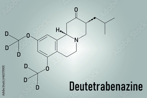 Deutetrabenazine Huntington disease drug molecule. Skeletal formula.