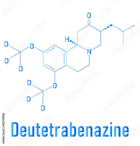 Deutetrabenazine Huntington disease drug molecule. Skeletal formula.