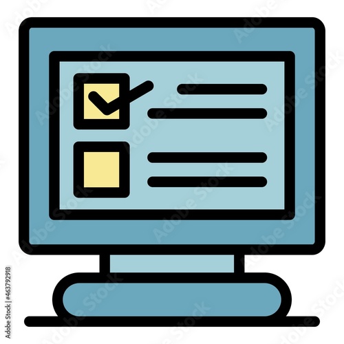 Computer test icon. Outline computer test vector icon color flat isolated