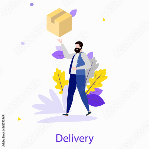 Man take delivery box icon. Isometric of man take delivery box icon for web design isolated on white background