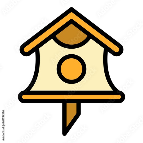 Design bird house icon. Outline design bird house vector icon color flat isolated