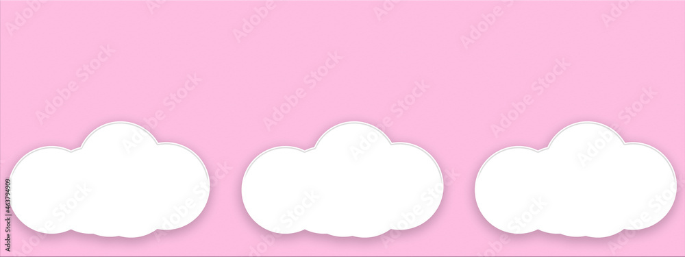 Cloud storage, panoramic image of a cloud on a pink background. Advertising template.