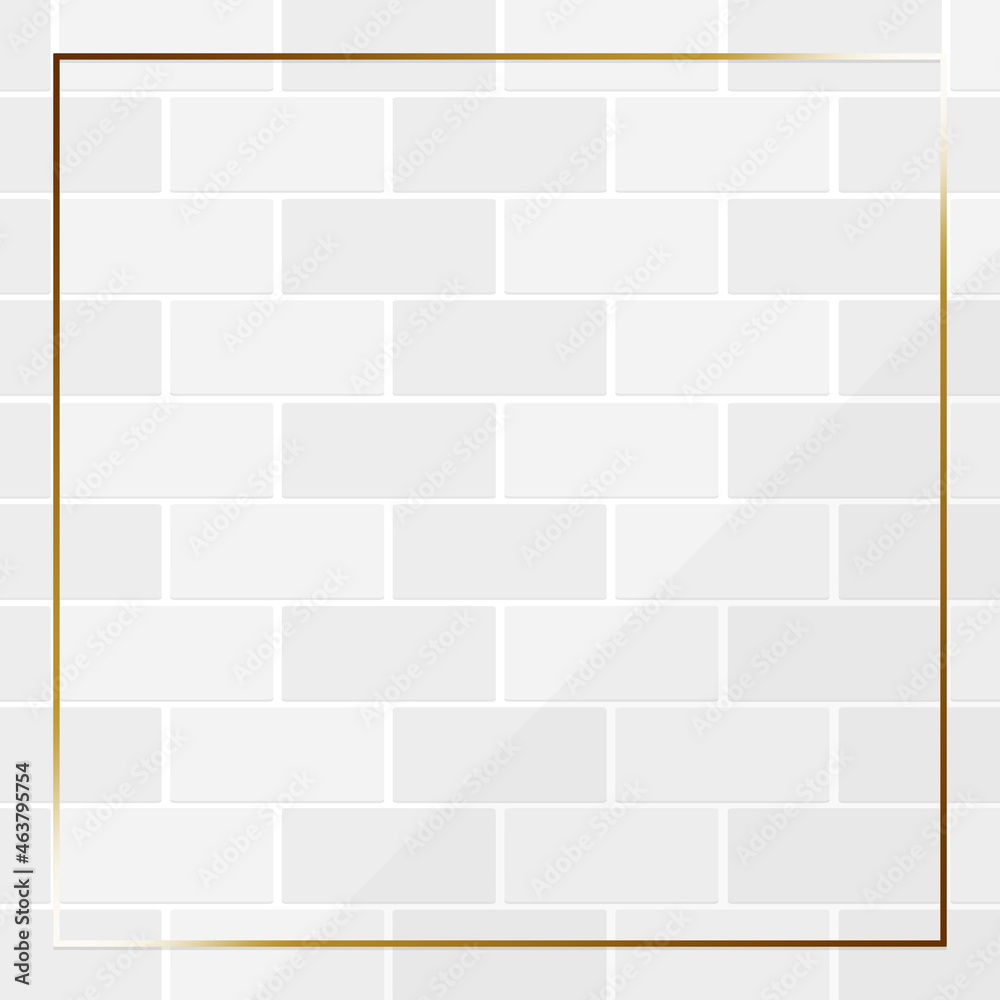 Naklejka premium 高級感のあるレンガ背景 正方形 ホワイト＆ゴールド