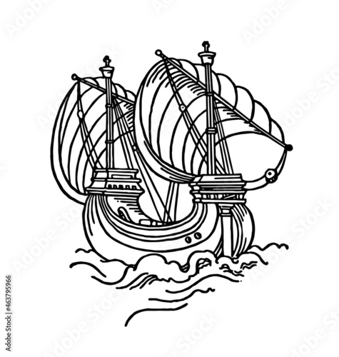 vintage old ship illustration