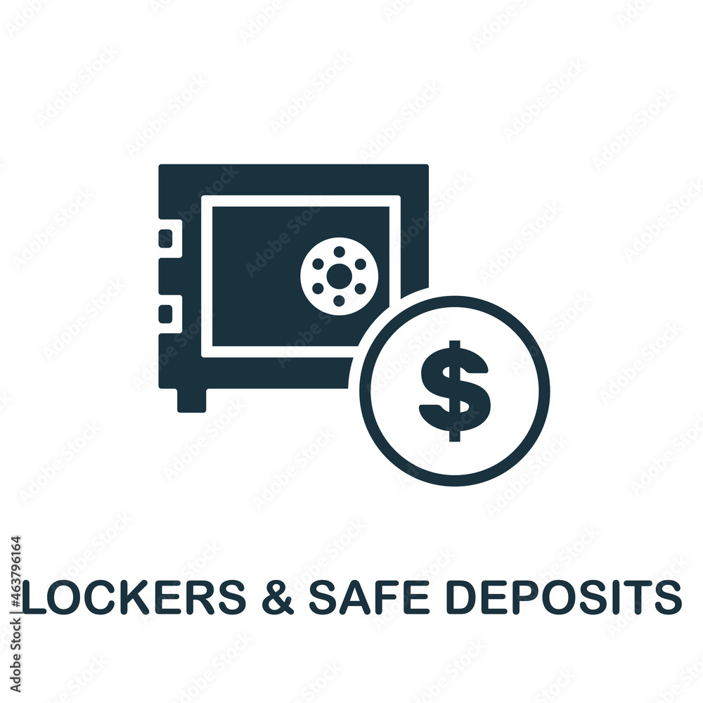 Lockers Safe Deposits icon. Monochrome sign from banking operations collection. Creative Lockers Safe Deposits icon illustration for web design, infographics and more