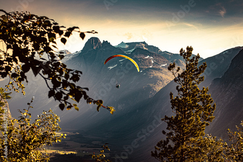 paraglider over the mountains