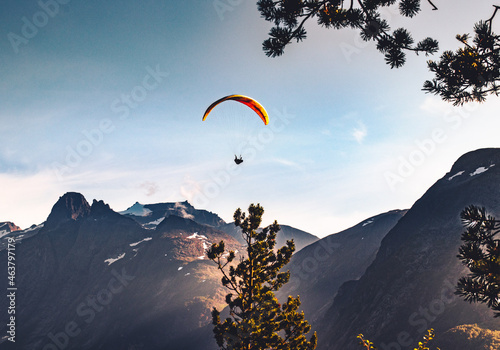 paraglider over the mountains
