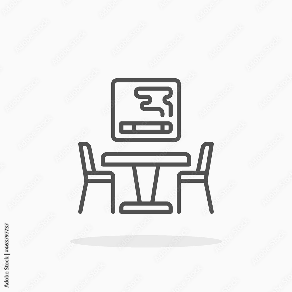 Smoking Area icon. Outline Black. Editable Stroke and pixel perfect. Vector illustration. Enjoy this icon for your project. Smoking Area icon. Outline Black. Editable Stroke and pixel perfect. Vector illustration. Enjoy this icon for your project.
