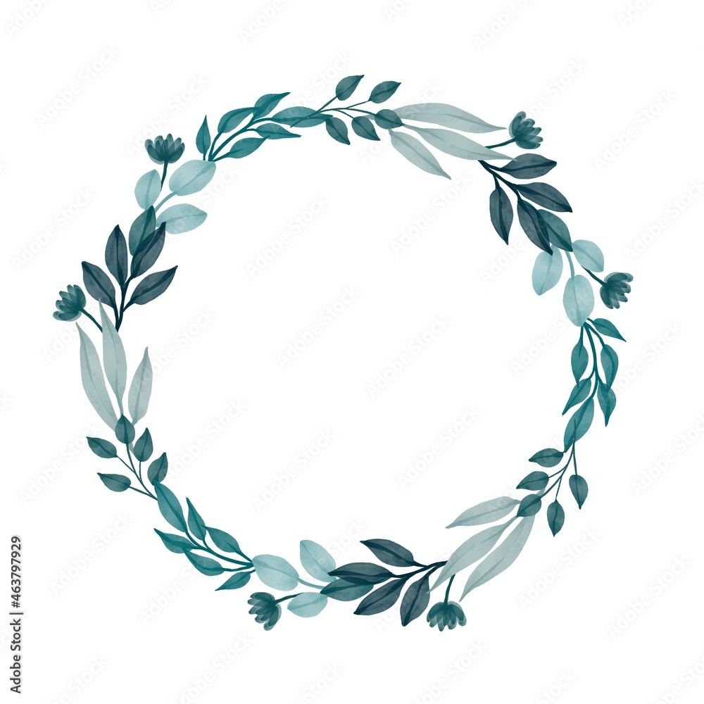 circle frame with pale green leaves border