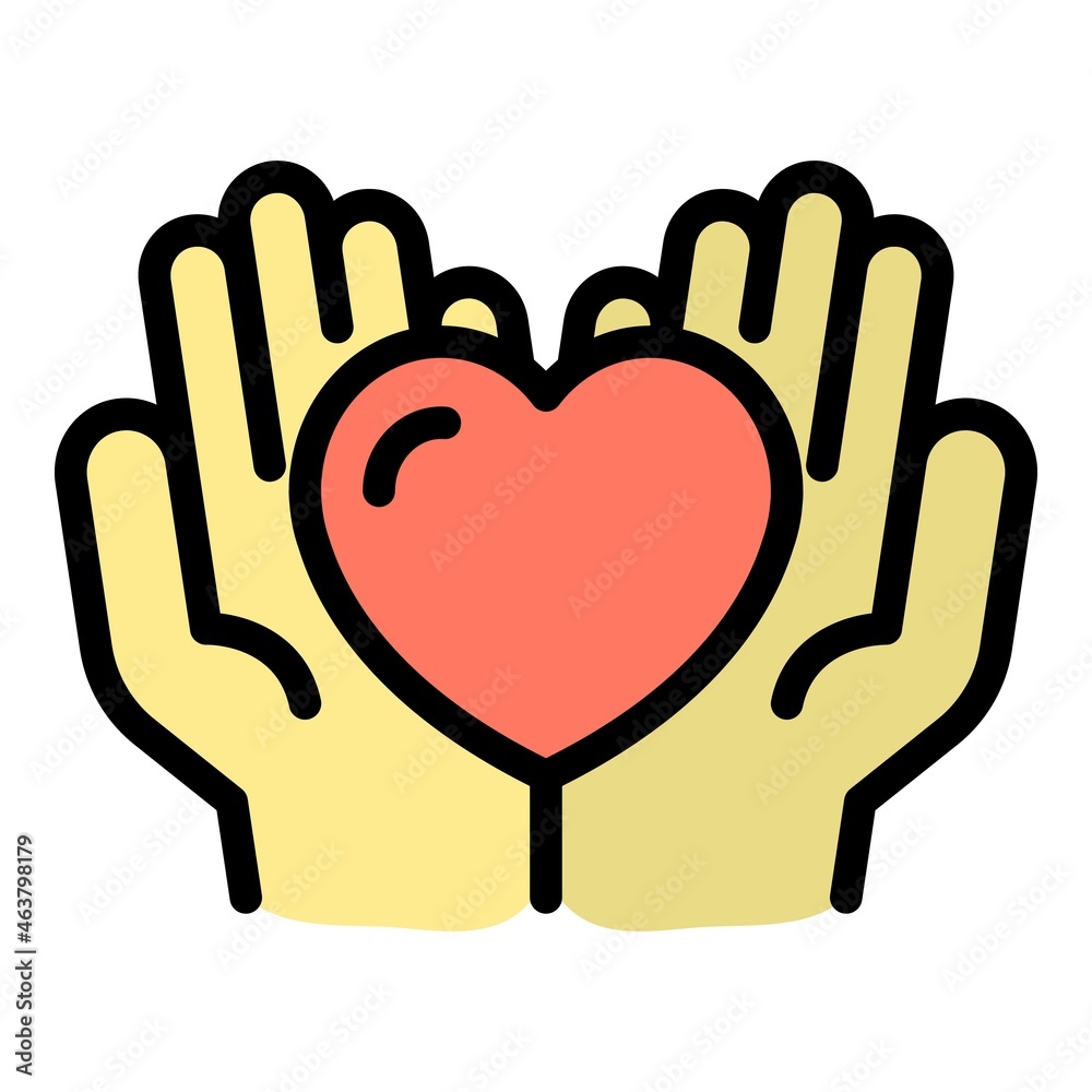 Love care icon. Outline love care vector icon color flat isolated Love care icon. Outline love care vector icon color flat isolated