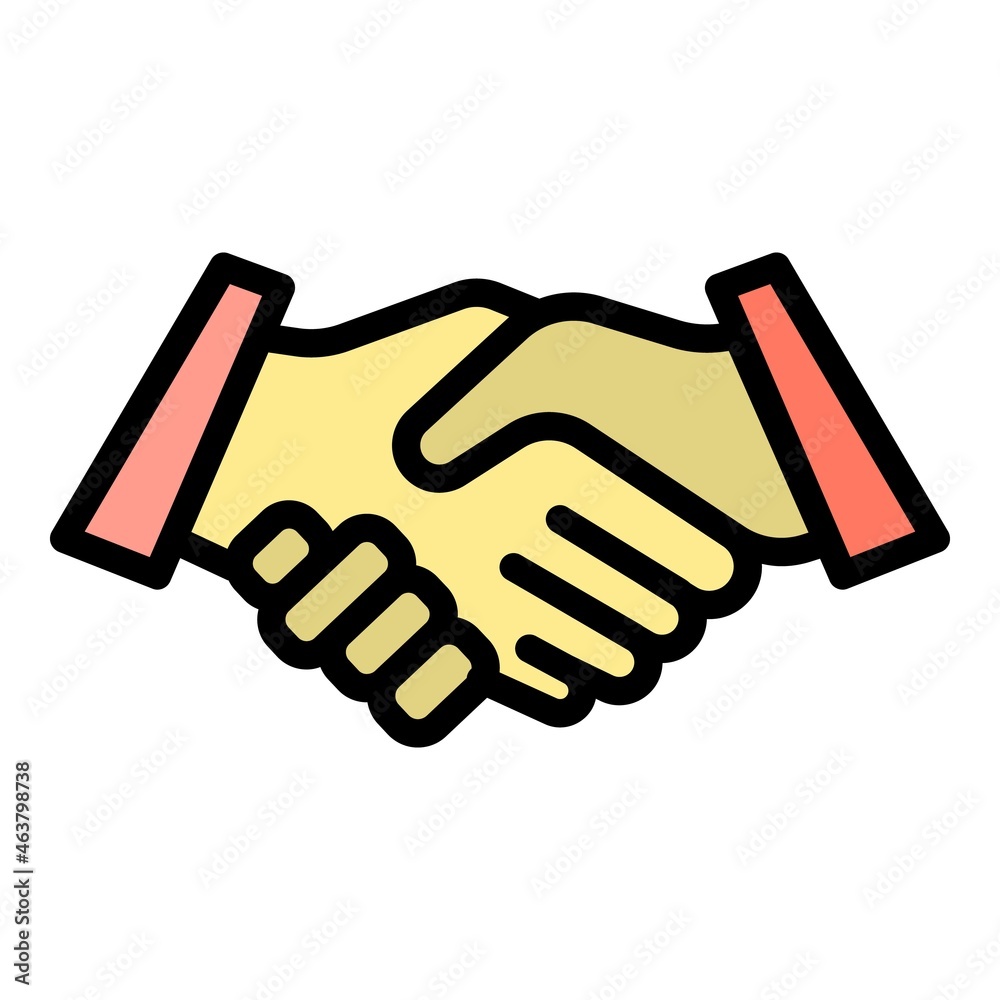 Friends handshake icon. Outline friends handshake vector icon color flat isolated Friends handshake icon. Outline friends handshake vector icon color flat isolated