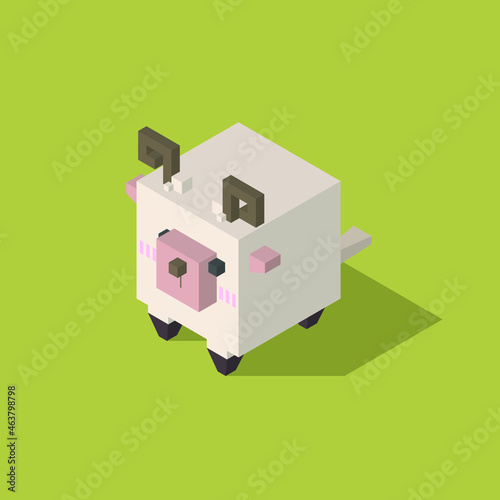 horn sheep cubic isometric on green background
