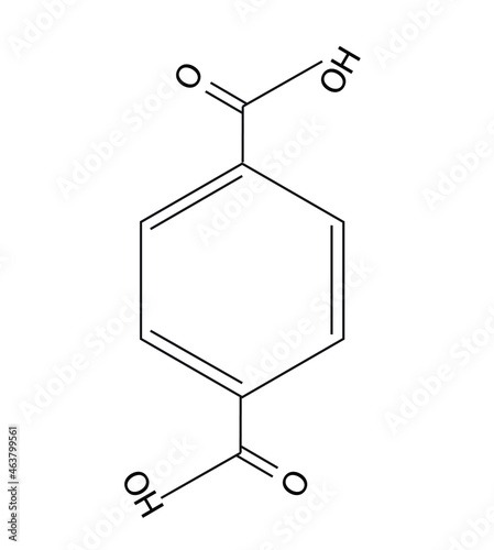 Chemical formula of terephthalic acid (molecular structure of terephthalic acid) photo