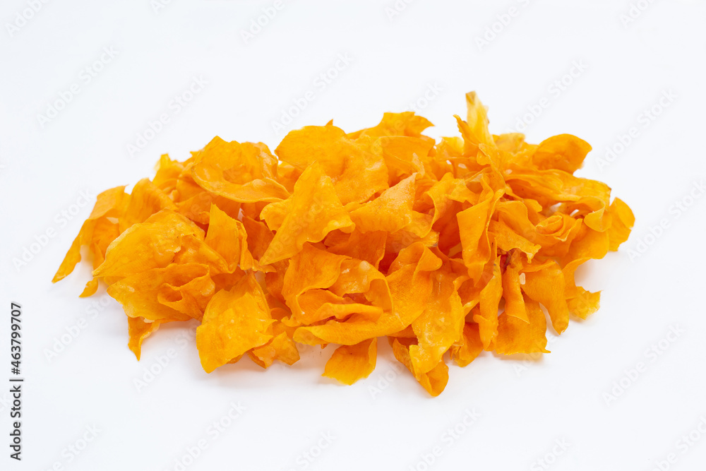 Sweet potato chips on white background. Sweet potato chips on white background.