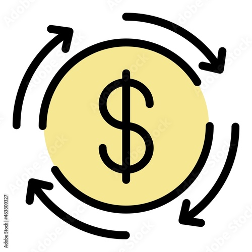 Dollar money transaction icon. Outline dollar money transaction vector icon color flat isolated