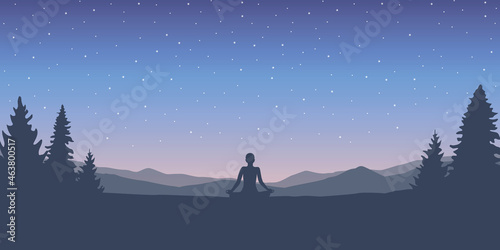 meditation concept mediating person silhouette in the wilderness