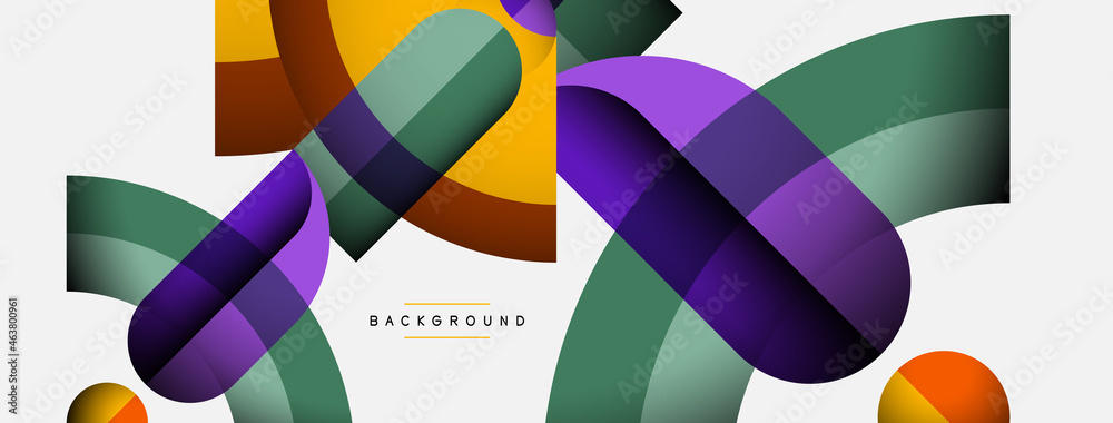 Trendy shapes, color minimal design composition, lines and shadows for wallpaper banner background or landing page