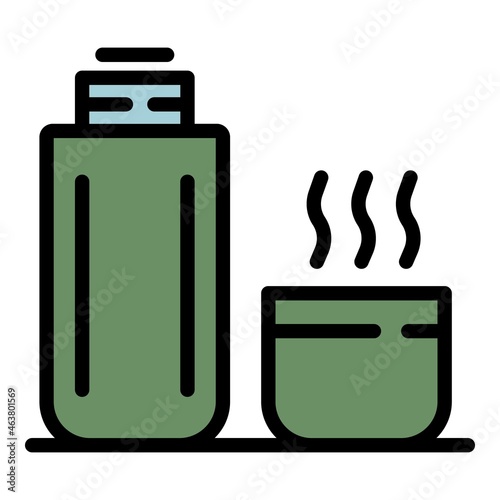 Thermos bottle icon. Outline thermos bottle vector icon color flat isolated