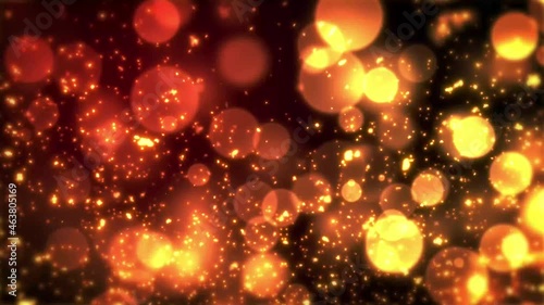 夜空に輝く金色の幻想的な雪のようなパーティクル粒子の動画　4K　LOOP