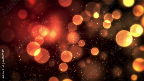 夜空に輝く金色の幻想的な雪のようなパーティクル粒子の動画　4K　LOOP