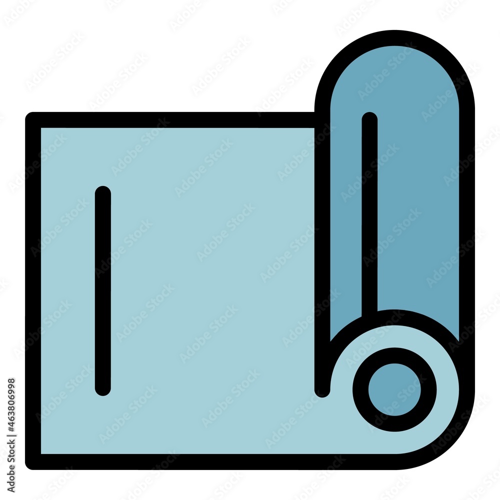 Yoga mattress icon. Outline yoga mattress vector icon color flat isolated