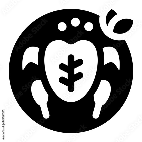 Baked Roast Chicken Glyph Icon Vector