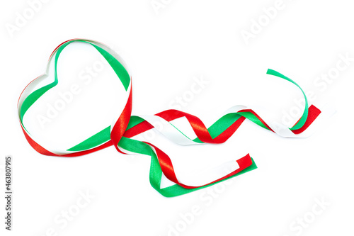 Christmas bow red, green and white color isolated on white background.