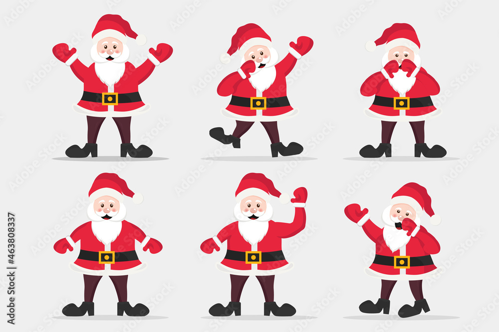 Merry christmas and happy new year with santa claus character collection