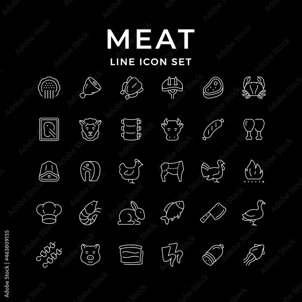 Set line icons of meat Set line icons of meat