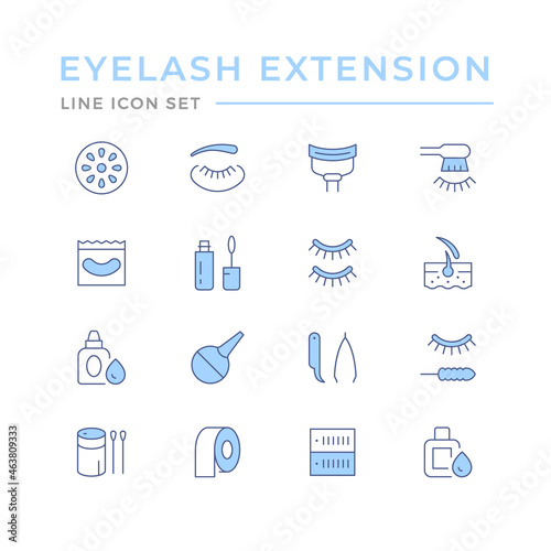 Set color line icons of eyelash extension