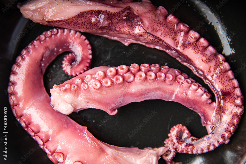 Obraz premium octopus salad seafood fresh meal snack on the table copy space food background vegetarian food 