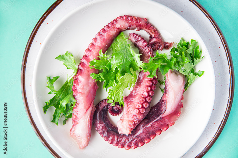 octopus salad seafood fresh meal snack on the table copy space food background vegetarian food octopus salad seafood fresh meal snack on the table copy space food background vegetarian food