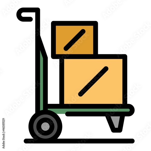 Relocation cart icon. Outline relocation cart vector icon color flat isolated