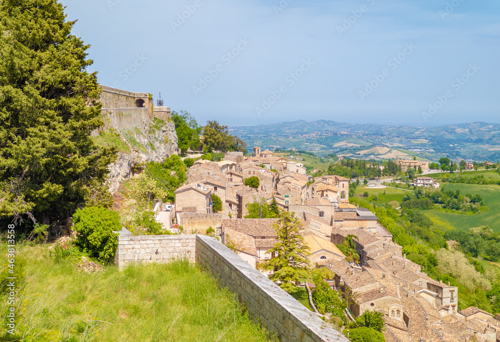 Fototapeta premium Civitella del Tronto (Italy) - The touristic medieval town in province of Teramo, Abruzzo region, with the old fortress castle in stone by Borbone reign