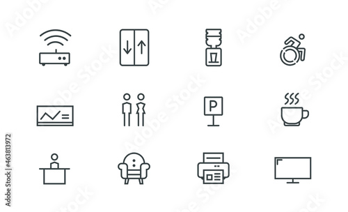 office space icon set