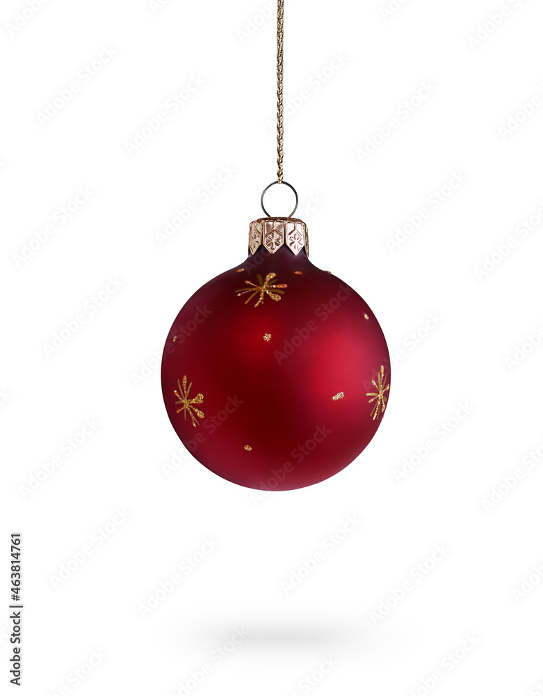 red christmas ball with shadow on a white background red christmas ball with shadow on a white background
