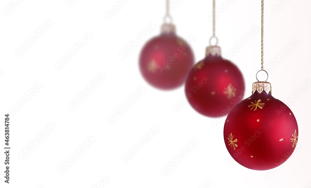 hanging christmas balls on a white background hanging christmas balls on a white background