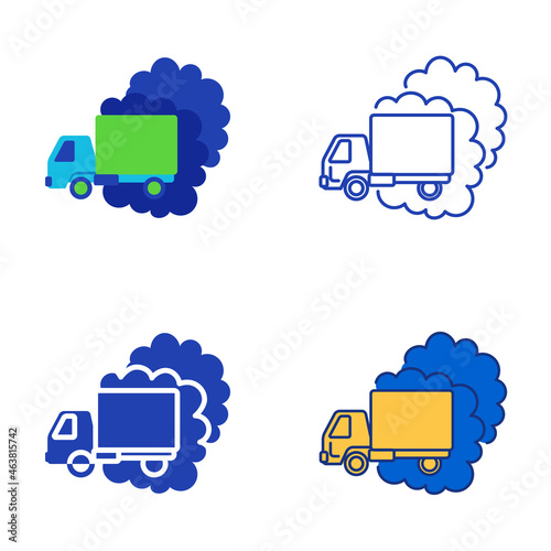 Air pollution icon set in flat and line style