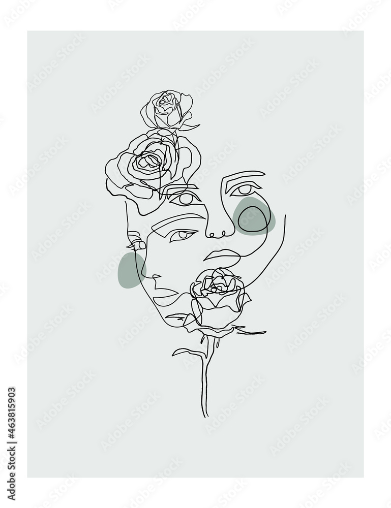 Humans faces and plant modern interior poster Humans faces and plant modern interior poster