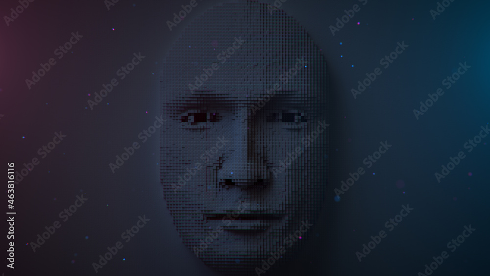 AI face recognition visualization 3D rendering AI face recognition visualization 3D rendering