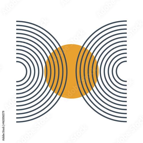 Mid century minimal line shapes set. Geometric linear figures. Modern minimalism 20s posters symbols. Vector isolated on white